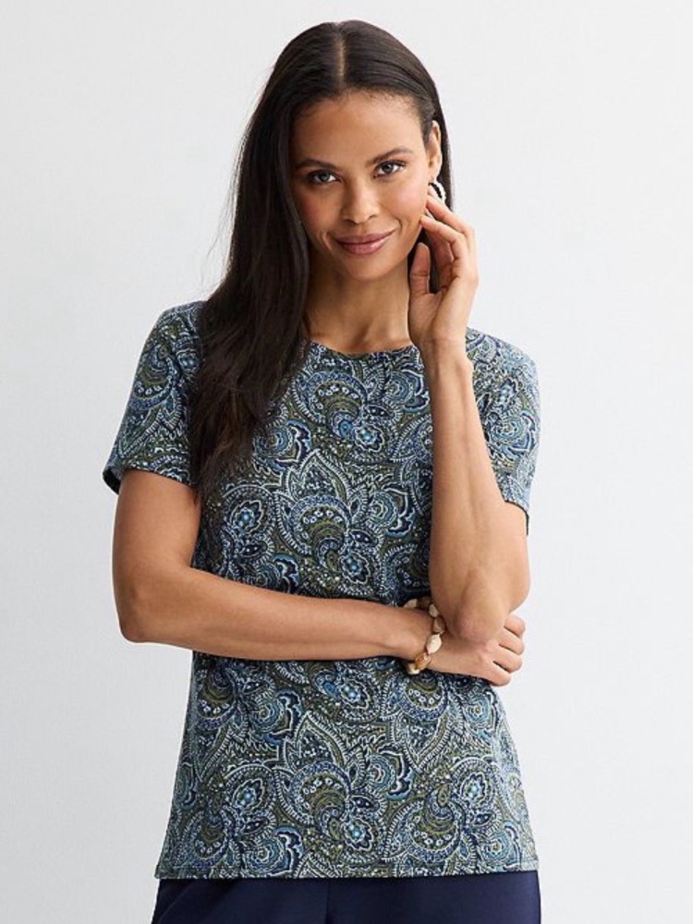 Croft and Barrow Classic T Shirt Paisley Print